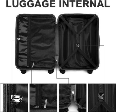 Чемодан ручної опішки British Traveller, середній, 64*43*26.5 см, з TSA-замком, ABS+PC, 24'+28' (Чорний)