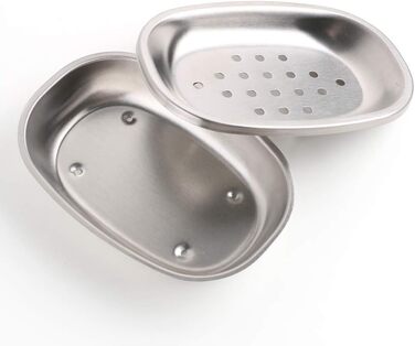 Миска для мила CASACLAUSI з нержавіючої сталі Преміум якість для кухні та ванної кімнати, двошарова, срібна / чорна