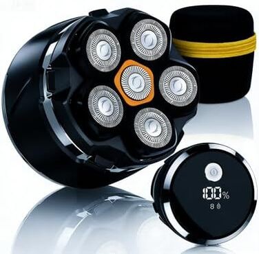 Машинка для гоління голови Glatzen 2026 IPX8, 6D, USB-C, вологостійка, з LED дисплеєм (Чорна)