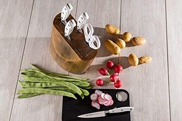 Набір ножів Arcos Riviera (5 шт.) з нержавіючої сталі, Santoku, 180 мм, рукоятка POM, білий (з підставкою)