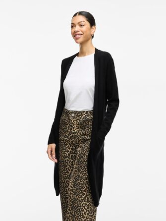 Жіночий кардиган Vila Viril Longline XXL чорний (Black) - в'язаний подовжений жакет
