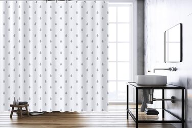 Штора для душу YOUNG DA текстильна біло-сіра з малюнком 
