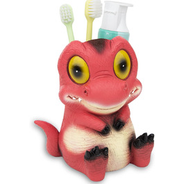 FlidRunest Dinosaur Toothbrush Holder for Bathroom, Cute Toothbrush Holder for Kids, Pink