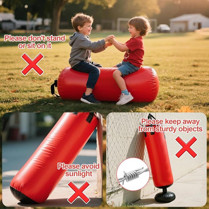 Дитячий боксерський мішок 160 см з рукавичками та насосом, надувний, для занять карате та тхеквондо, червоний