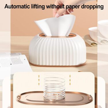 ZYWUOY Multifunctional decorative patterned rectangular tissue box holder, White