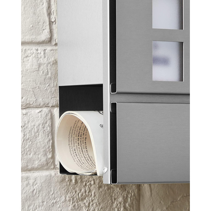 Поштовий ящик SONGMICS XXL скребковий, 37x37x10.5 см, з вікном, замком (2 ключі), сріблястий - GMB052G01