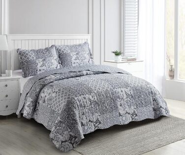 Набір постільної білизни Brilliant Sunshine Grey Heart Love Patchwork (2 шт.) з ковдрою та наволочкою, двостороння, для двоспального ліжка (Queen, сірий)