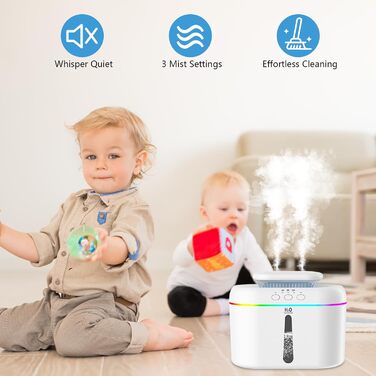 Зволожувач повітря 2L з нічним світлом для дитячої кімнати, рослин та дому (білий)