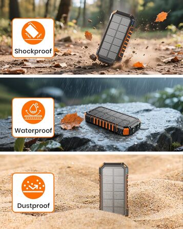 Power Bank A ADDTOP 22.5W 20000mAh Сонячна Бездротова Зовнішня Батарея з 2 USB-кабелями та Ліхтариком для Телефонів, Планшетів, Кемпінгу (Чорний)