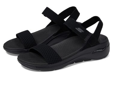 Сандалі жіночі Skechers Go Walk Arch Fit - Чорні текстильні, 38 EU