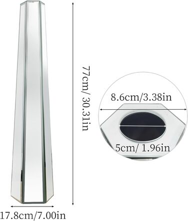 Ваза для квітів на підставці 68 см, срібна з кристалами, для пампасних трав, скляна з дзеркальними діамантами, декоративна, люкс, блискуча ваза для вітальні, декор інтер'єру. Без утримання води (18Ш x 77В см)