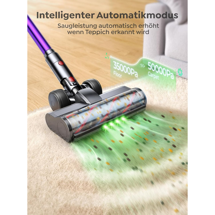 Бездротовий акумуляторний пилосос INTETURE 50KPa, 600W, 65 хвилин роботи, з док-станцією, автоматичний режим, сенсорний екран, антизаплутана щітка, для будь-яких поверхонь