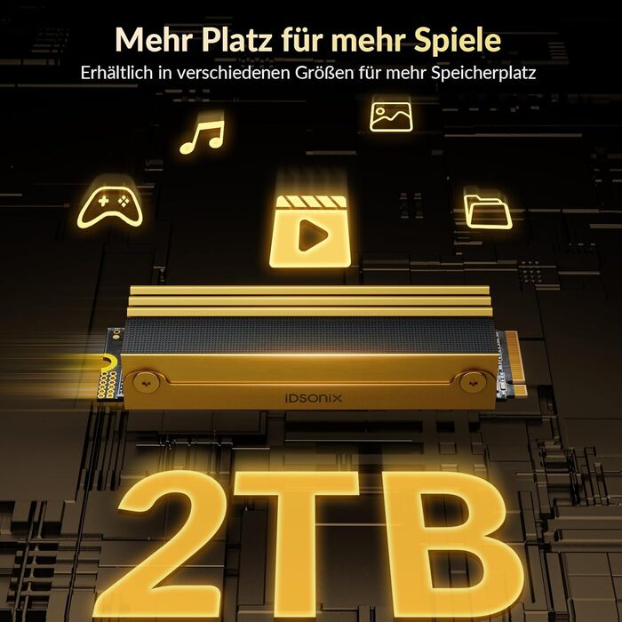 SSD iDsonix NVMe M.2 PCIe 4.0 2TB з радіатором: 7300 МБ/с (читання), 5000 МБ/с (запис) для ПК, геймінгу та редагування відео