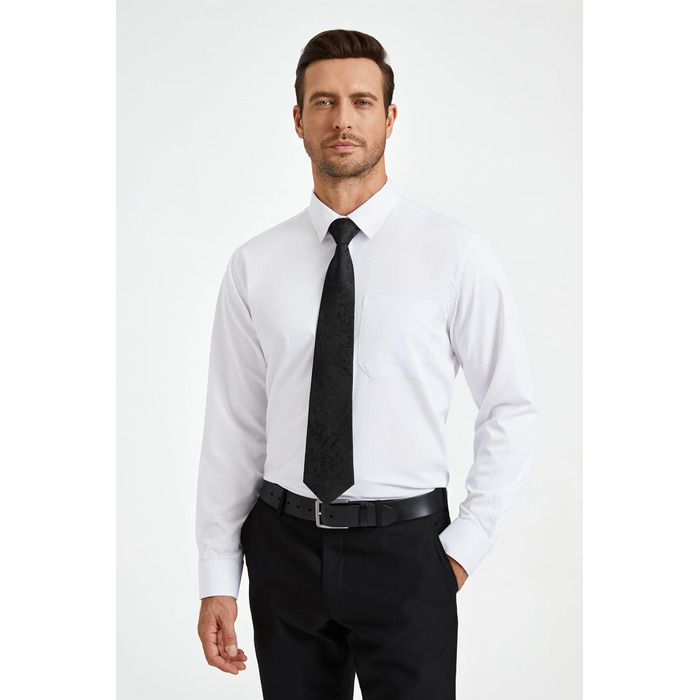 Краватка для чоловіків HISDERN, комплект з кишеньковим хустиною, патерн Paisley, чорна