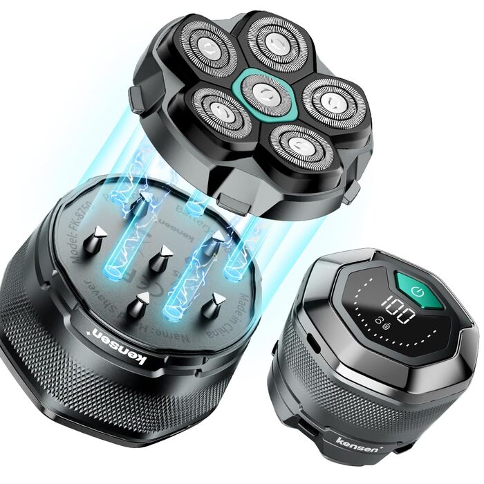 Машинка для гоління голови Kensen Glatzen Herren: Водонепроникний акумуляторний тример для голови з Type-C, чорний