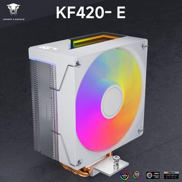 Кулер для процесора Jungle Leopard KF420E з дисплеєм температури, 4 теплові трубки, 155 мм, 120*120*25 мм вентилятор 1800 RPM ARGB PWM, для LGA 115X/1200/1700/1366/2011/1851, AM4/AM5 (Чорний)