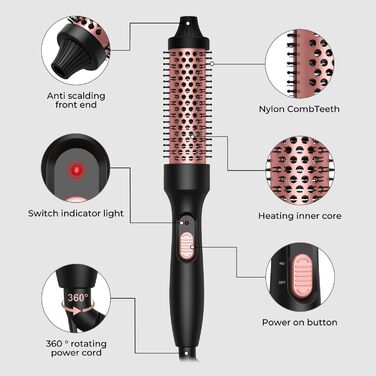 UKLISS Стайлер для волосся 6-в-1 Airbrush | Професійний набір Air Styler - 1000W | Фен-щітка, плойка, фен, для локонів, об'єму та випрямлення (Рожеве золото)