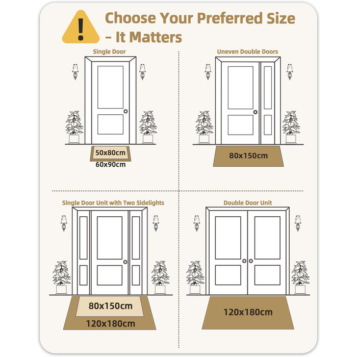 Килимок для дому COLOR&GEOMETRY 50x80 см, бежевий, миючий, для входу, внутрішній та зовнішній, рифлений візерунок