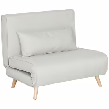 HOMCOM Sleeper Sofa, Single Sofa, Folding Sofa with Adjustable Backrest, Nordic Style, Linen-Look Fabric for Living Room & Guest Room
