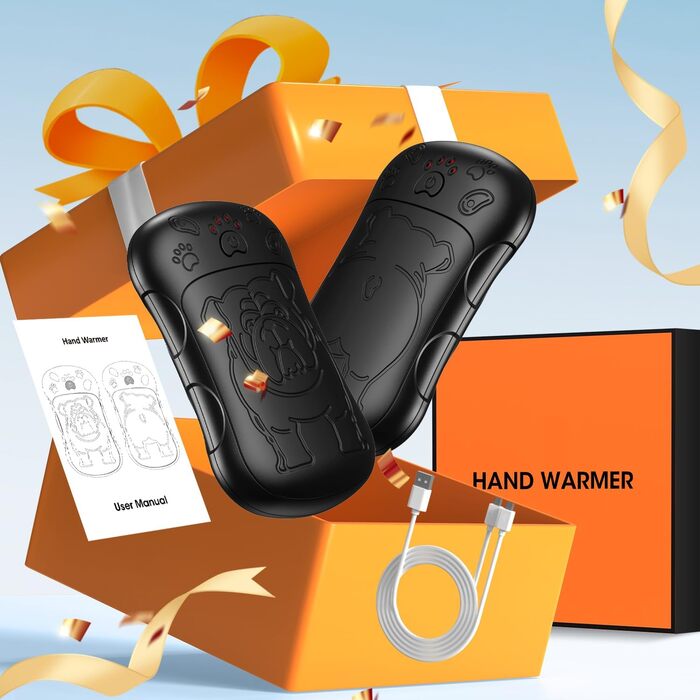 Електричні грілки для рук, 2 шт. 6000 мАг, акумуляторні, багаторазові, для спорту, полювання, кемпінгу, теплий подарунок, чорний