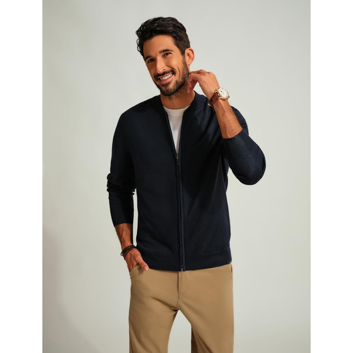 Кардиган чоловічий PJ PAUL JONES з коміром-стійкою та блискавкою, темно-синій (M)