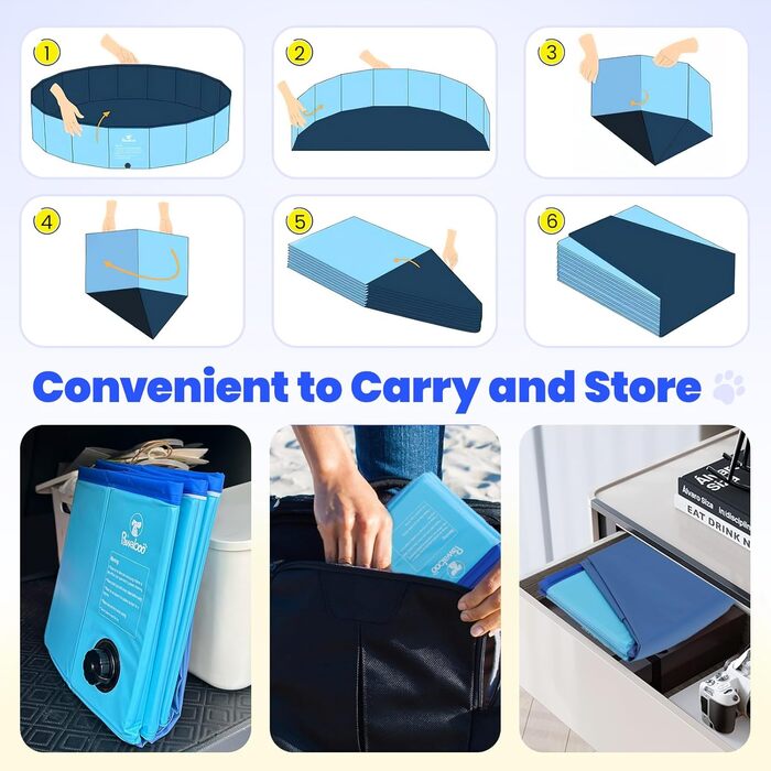 Pawaboo Foldable Dog Pool, Dog Bath, Swimming Pool for Dogs, Easy Storage, Durable Scratch-Resistant Pet Pool for Puppies and Cats, Portable Splash Pool for Pets (80cm x 20cm, S)