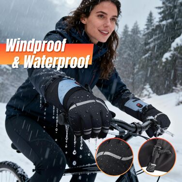 Обогревні рукавички для жінок та чоловіків 7.4V 6400mAh, акумуляторні, 3 режими нагріву, водонепроникні, сенсорні, для мотоцикла, лиж, скелелазіння, піших прогулянок, універсальний розмір