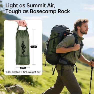 FREE SOLDIER 3x3.2m Tarp - Waterproof, UV Protection, Lightweight Camping Shelter - Military Green