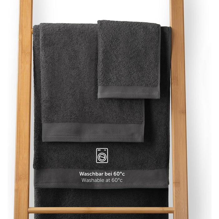 Набір рушників Blumtal Premium Frottier, 6 шт., 100% бавовна, сертифікат Oeko-TEX, 50x100 см, ультрапоглинаючі, сірий антрацит, прання до 60°C