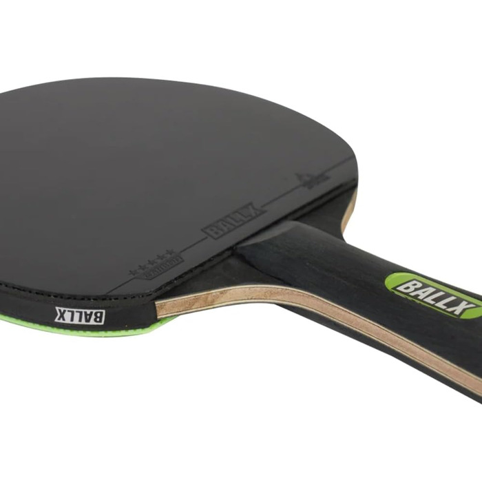 BallX Pro Carbon Table Tennis Paddle - 7-ply Blade - 2.0mm Sponge Cushion - Two different 5-Star Rubber Surfaces (Black & Green) - Includes Paddle Bag - AeroSpin 6000 Carbon