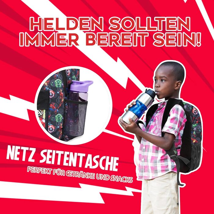 Дитячий рюкзак Marvel Spiderman з героями Marvel: Avengers, Iron Man та іншими. Ідеальний для школи, подарунок. Чорний, 40x30x16 см