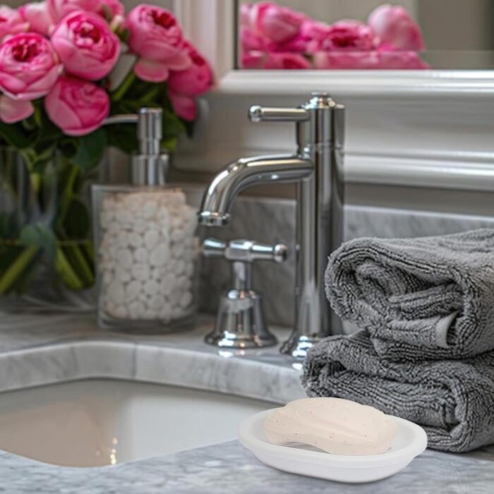 Двошарова мильниця AstraLoom 2 шт., пластикова, самостійно спорожняється, антипригарне покриття - для ванної/кухні/губки (білий)