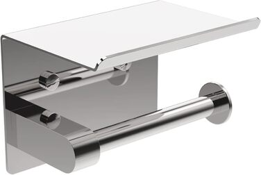 Тримач туалетного паперу Ibergrif з 2 способами монтажу, без свердління, з полицею, нержавіюча сталь, сріблястий