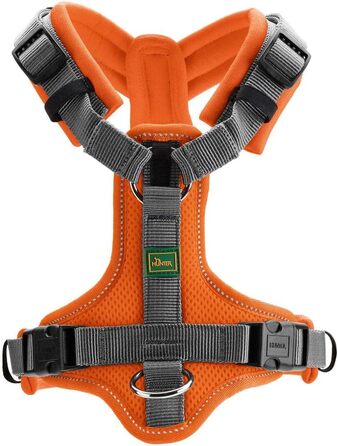 Нашийник для собак HUNTER Hundegeschirr Maldon UP, оранжево-сірий, M, м'який, комфортний, з 3M Scotchlite, регулюється