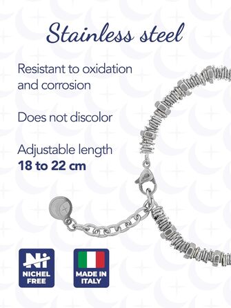 Чоловічий браслет на руці з нержавіючої сталі з шайбами та болтами, регульована довжина 18-21 см з подарунковою коробкою (сріблястий)