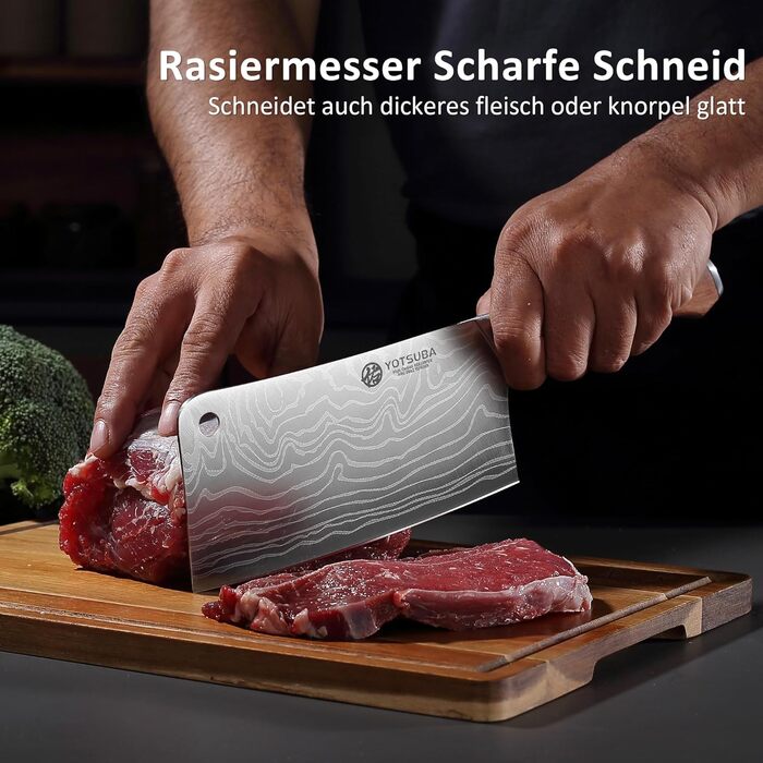 Кухонний ніж YOTSUBA Hackmesser 18 см: професійний кухонний тесак для м'яса та овочів з ергономічною ручкою Pakkawood