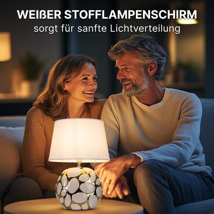 Лампа настільна ARTE LAMP Poppy LED з кабелем – Хром/Біла настільна лампа з білим текстильним абажуром для вітальні та спальні, кольору маку