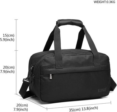 This lightweight carry-on suitcase, soft case, small suitcase for airplane carry-on, suitable for Lufthansa, Eurowings, Ryanair, rolling suitcase, trolley, fabric suitcase, 53 x 36 x 18 cm (carry-on trolley with duffel bag, black)