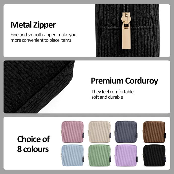 Косметичка MAGEFY: 2 шт. (бежева + чорна), з відділеннями, для подорожей, з корду, для жінок