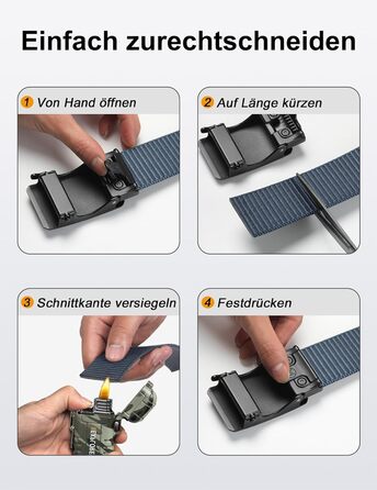 Чоловічий ремінь JUKMO Automatik з нейлону, ширина 3.8 см, з регулюванням, розмір M (91-105 см), довжина 125 см, колір: синій