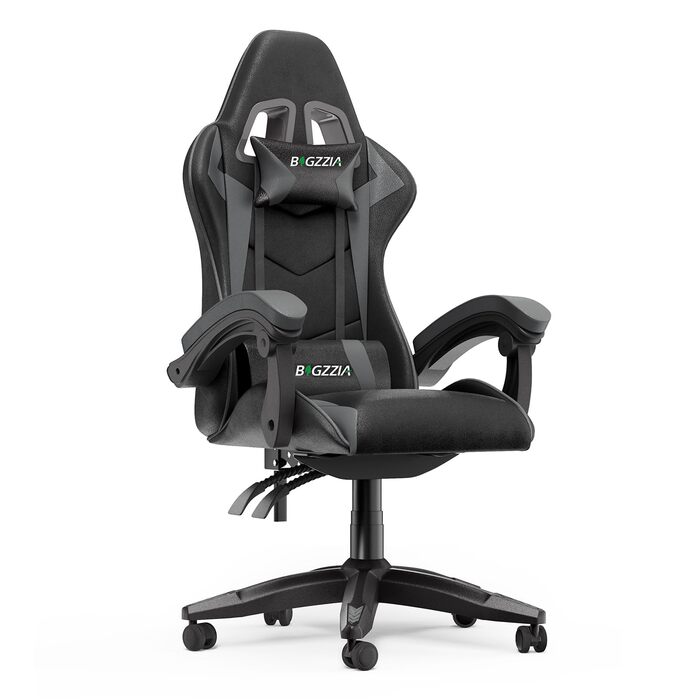 Геймерське крісло Racingreat Ergonomic для PC, підлітків та дорослих. Регульоване, з підголівником, оббите PU-шкірою, темно-сіре