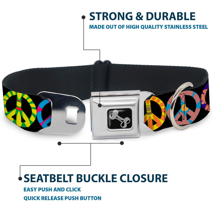 Нашийник для собак Buckle-Down Seatbelt Buckle, 2.5 см, універсальний, великий, багатокольоровий (DC-W31611-L)