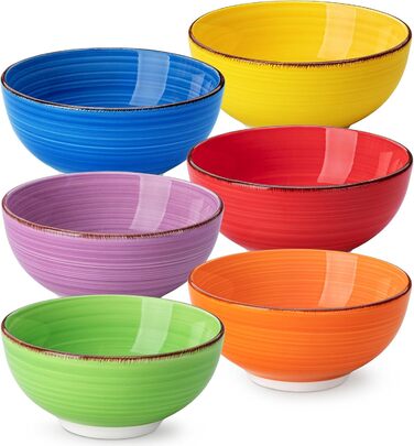 Vancasso Dessert Bowls, Stoneware, BONITA 6-Piece Bowl Set, 12Oz Salad Bowl, Bowl Set, Ice Cream Bowls, Ceramic Dipping Bowls, Colorful