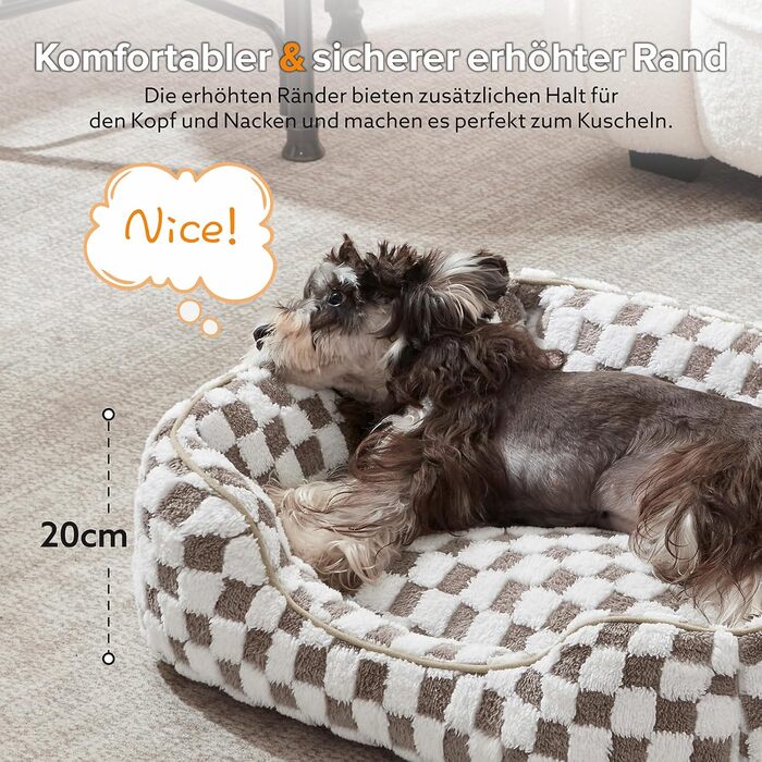 FURTIME Dog Bed, Large Dogs, Non-Slip Dog Beds, Washable Dog Basket, Anti-Anxiety Plush Dog Bed, Suitable for Large Labrador Retrievers, German Shepherds, 89×63×23 cm (M(63×53×20 cm), Chocolate)