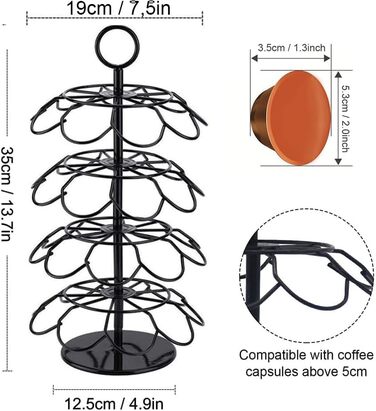 Тримач для капсул Nespresso Wdmiya (40 шт), поворотний | Органайзер для зберігання капсул кави | Чудовий подарунок (Чорний)