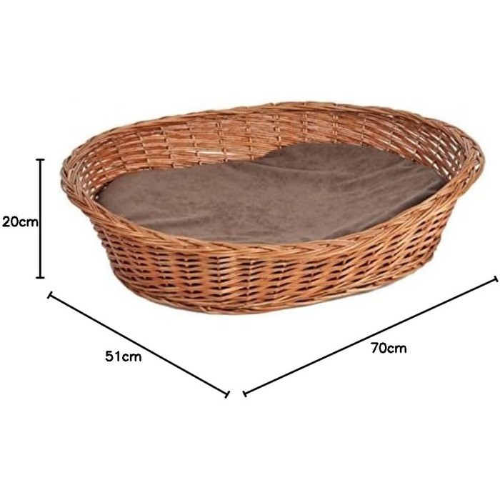 Корзина для собак та котів Lycce Ruhekorb з подушкою, плетіння з лози, 52x42x14 см (розмір 2 70x51x20 см)