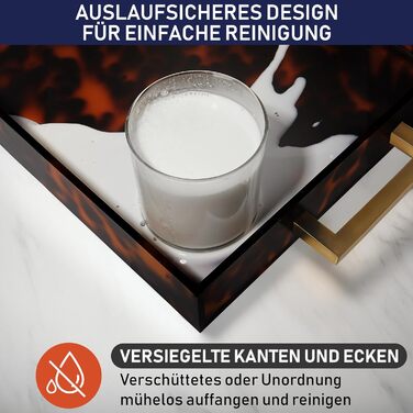Acrylic Serving Tray with Golden Handles, 40.6 x 30.5 x 5.1 cm Decorative Tray for Table, Food, Drinks Serving Platter for Countertop, Kitchen, Bathroom, Party, Serving Tray (Tortoiseshell)