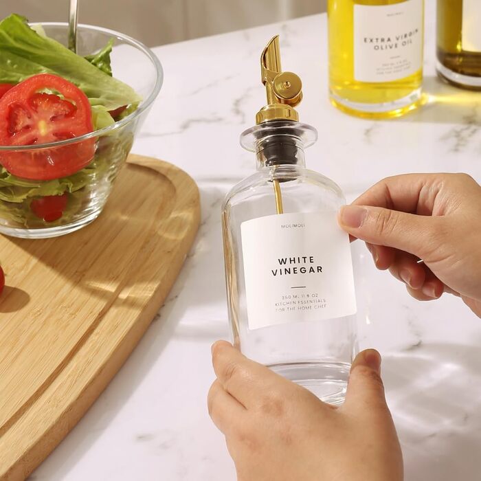 Molimoli Olive Oil Set in Glass, 350-ml Bottles with Weighted Dispensers, 4 Pieces