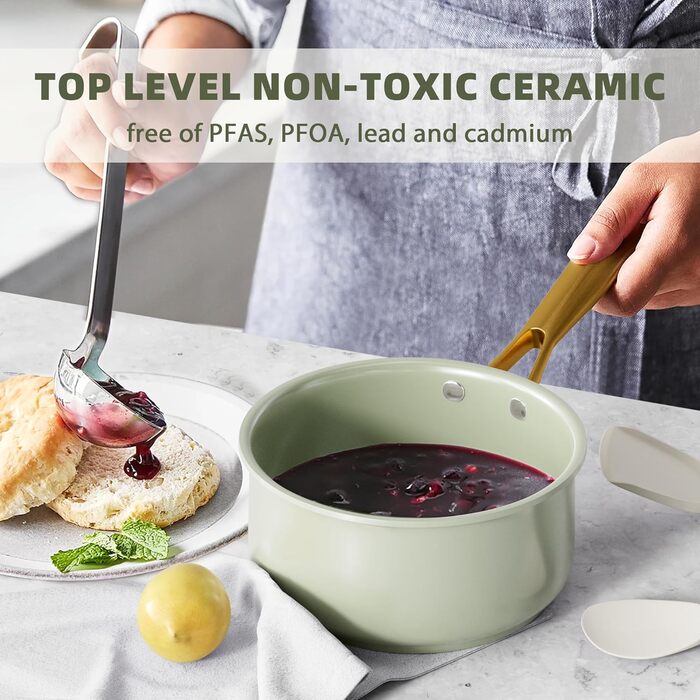 RIOVARM Induction Cookware Set, Non-Stick Coating Granite Cookware Set with Lids, PFOA-Free Cookware Set with Wood Grain Handle, Frying Pan, Casserole, Baking Dish