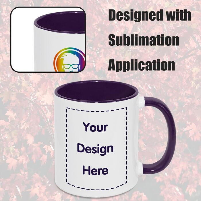 MR.R 11 Unzen Sublimation blank mugs, blank white mug, mug with purple color inside and handle, set of 6